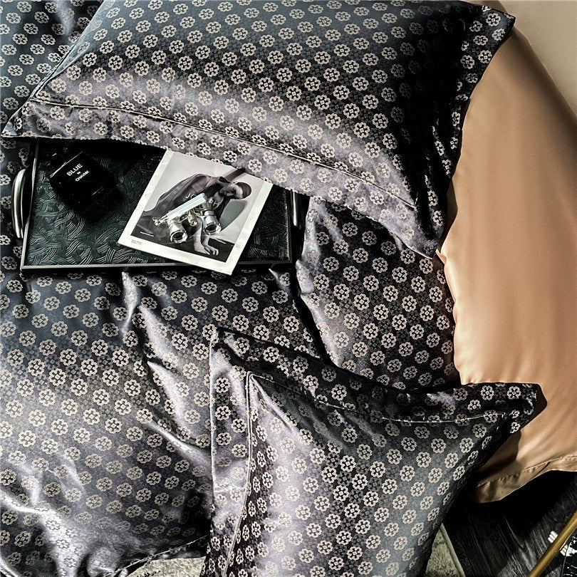 Sophia Black Luxury Egyptian Cotton Satin Bedding Set