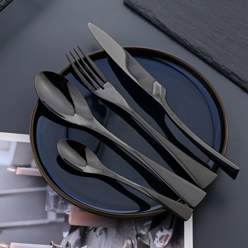 Jet Black Stainless Steel Cutlery Set