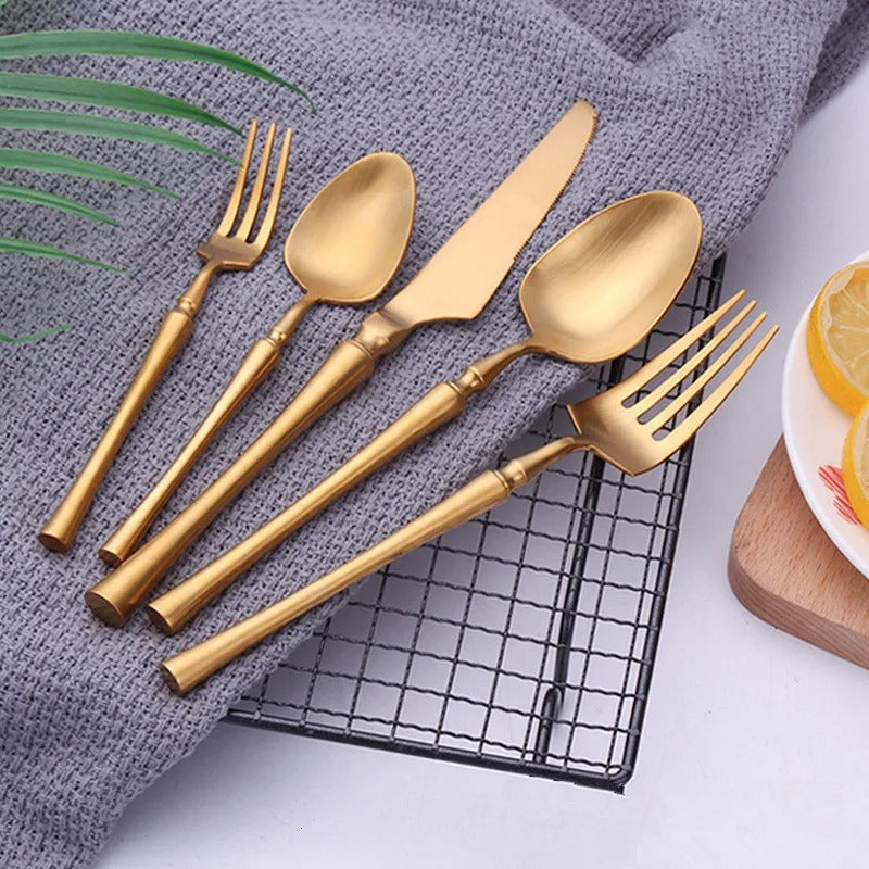 Serena Matte Gold Luxury Stainless Steel Cutlery Set