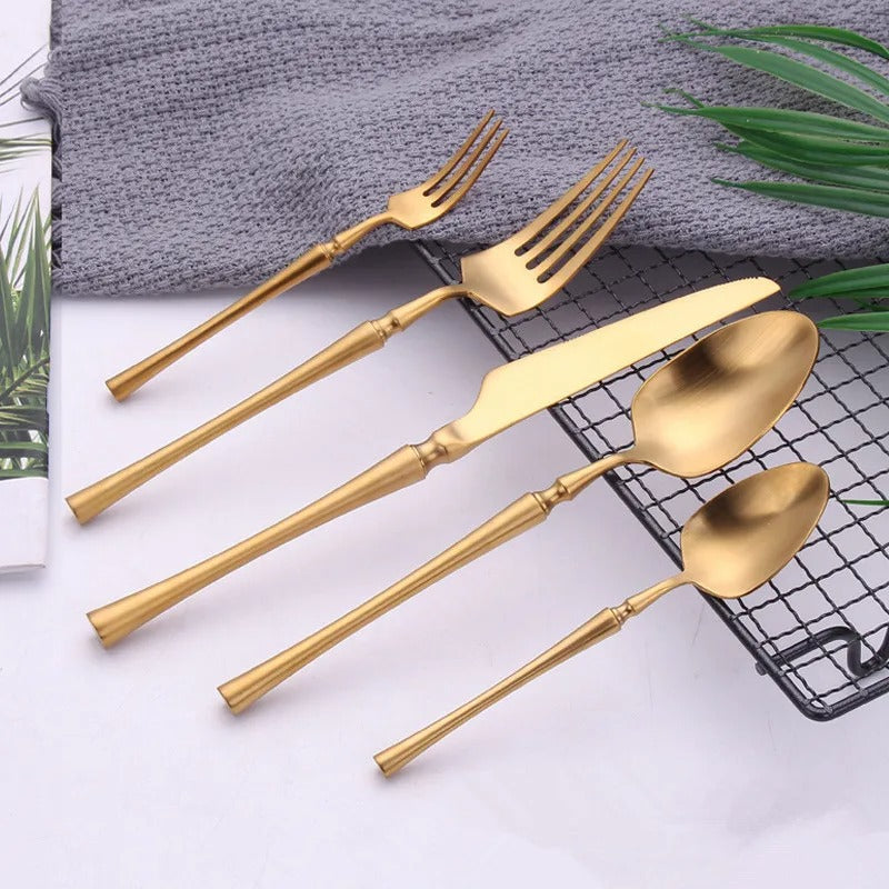 Serena Matte Gold Luxury Stainless Steel Cutlery Set