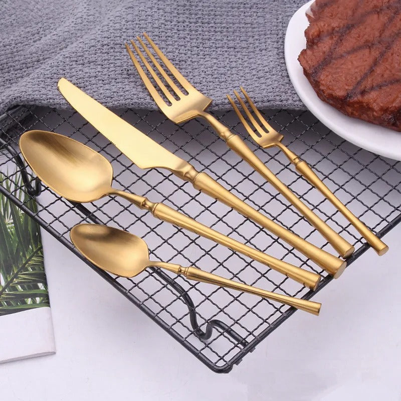 Serena Matte Gold Luxury Stainless Steel Cutlery Set
