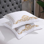 DeLuxxe White Embroidered Luxury Egyptian Cotton Bedding Set