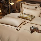 Brisa Dark Vanilla Contrasting Hotel Stripe Bedding Set