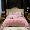 Pheliza Pink Petal Embroidered Egyptian Cotton Bedding Set