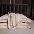 Leila Kilim Beige Embroidered Edge Egyptian Cotton Bedding Set