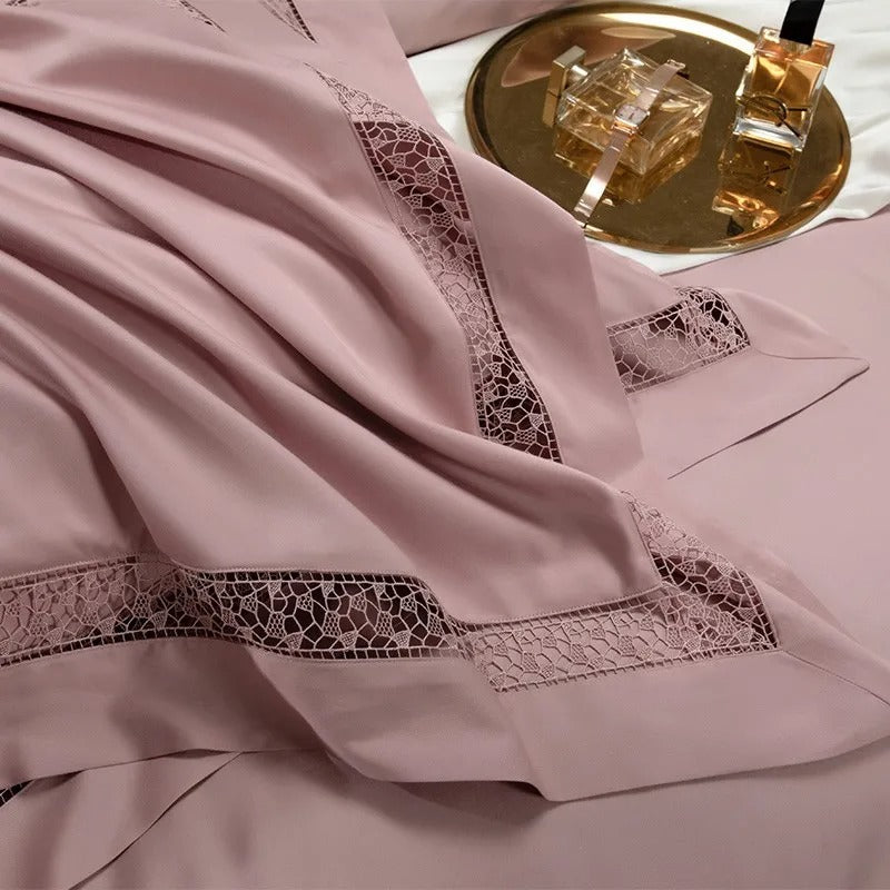 Elysium Rose Lace Luxury Egyptian Cotton Bedding Set