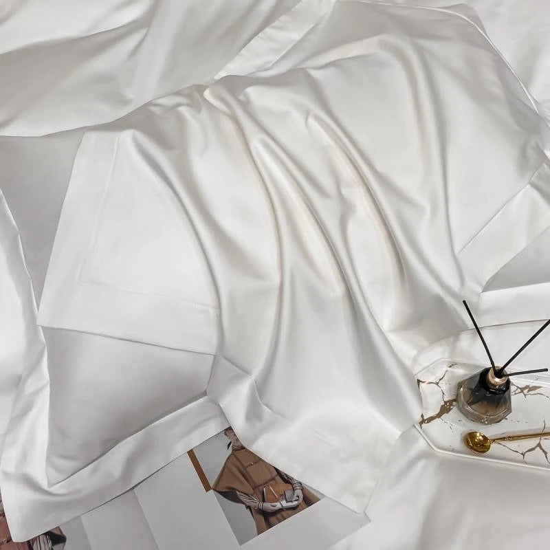 Neo White Silky Egyptian Cotton Bedding Set