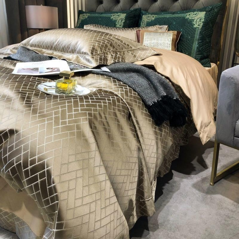 Talia Gold Egyptian Cotton Satin Bedding Set