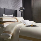 Luxor Beige Stripe Border Egyptian Cotton Bedding Set