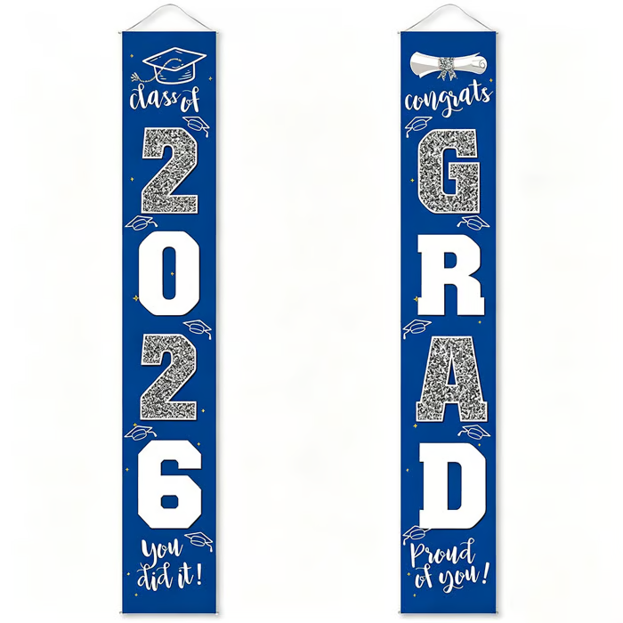 🎓Class of 2026 Graduation Banner | Congrats Grad Front Door Porch Decor for Graduation Party (✨Set of 2)