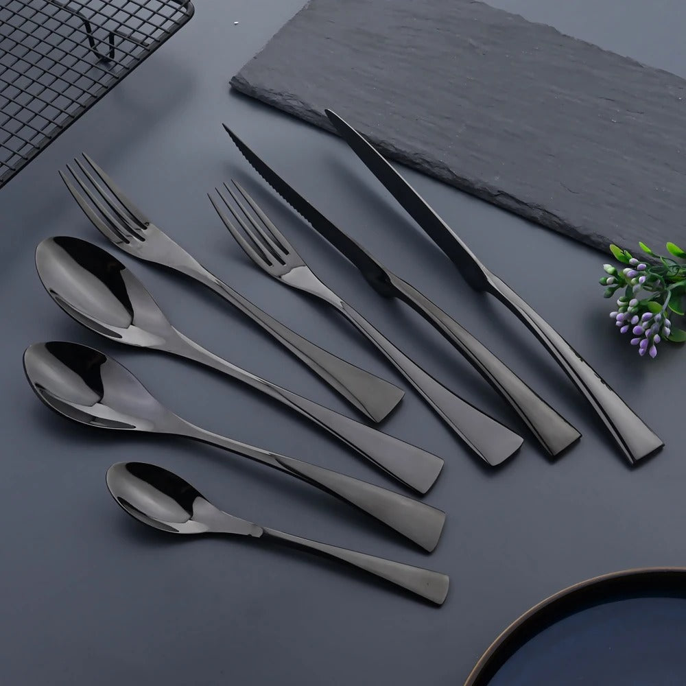 Jet Black Stainless Steel Cutlery Set