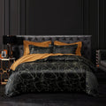 Nero Black Marble Luxury Egyptian Cotton Satin Bedding Set