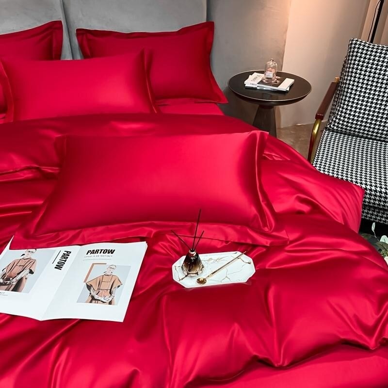 Neo Red Silky Egyptian Cotton Bedding Set