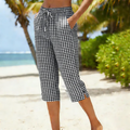 Women's Summer Plaid Capri Pants