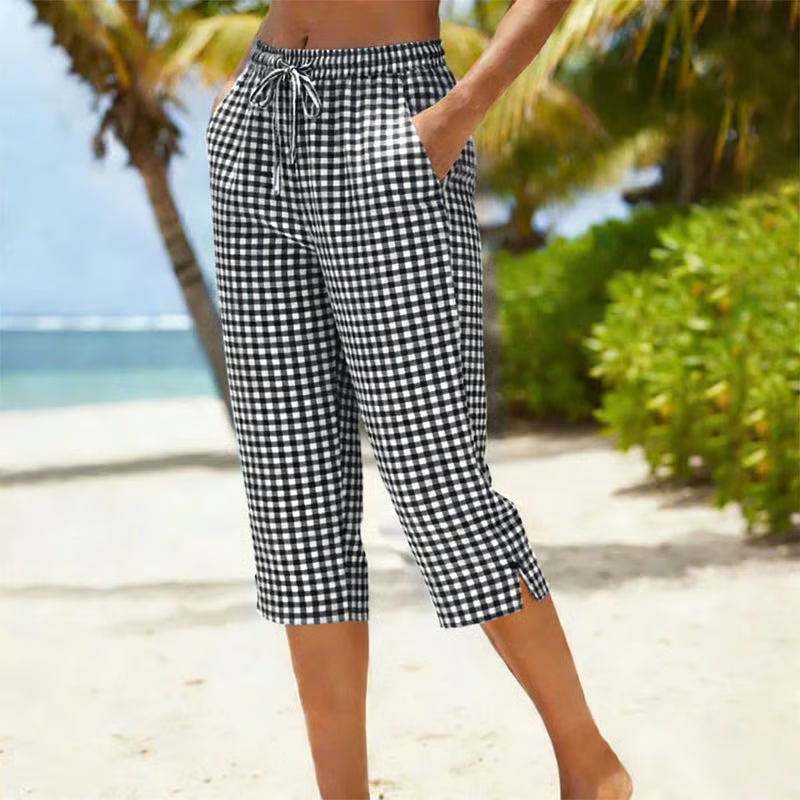 Women's Summer Plaid Capri Pants