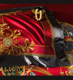 Niki Red Luxury Embroidered Egyptian Cotton Satin Bedding Set