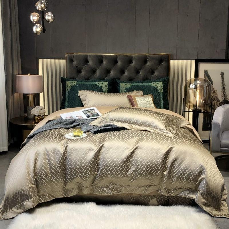 Talia Gold Egyptian Cotton Satin Bedding Set