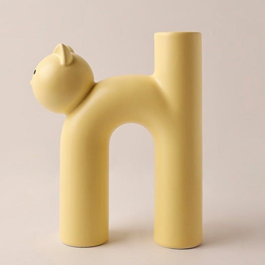 Elegant Cat Sculpture Vase