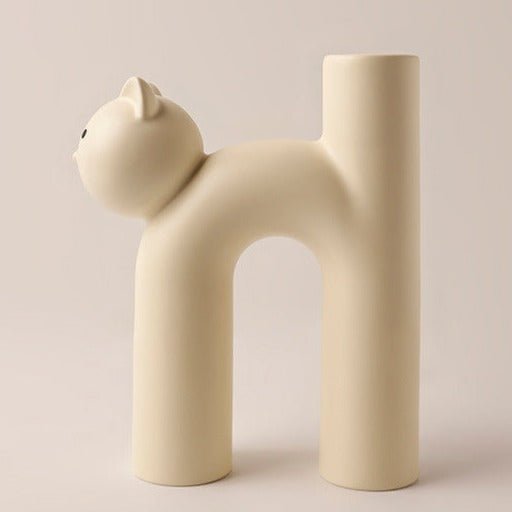 Elegant Cat Sculpture Vase
