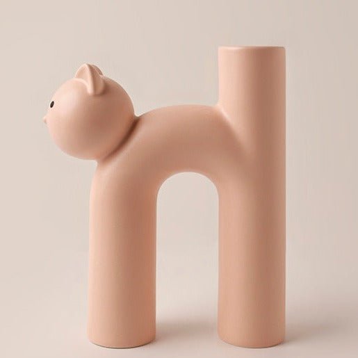 Elegant Cat Sculpture Vase