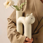 Elegant Cat Sculpture Vase