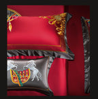 Niki Red Luxury Embroidered Egyptian Cotton Satin Bedding Set