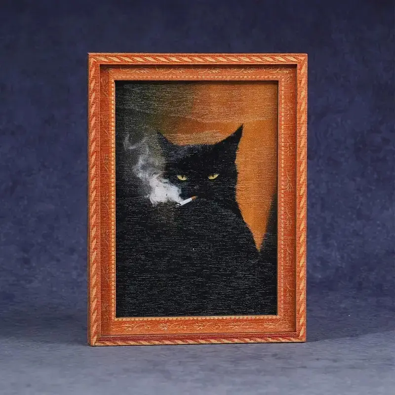 Funny Cat Fridge Magnet - Vintage Art Frame