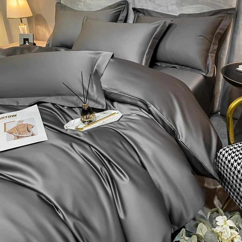 Neo Deep Grey Silky Egyptian Cotton Bedding Set