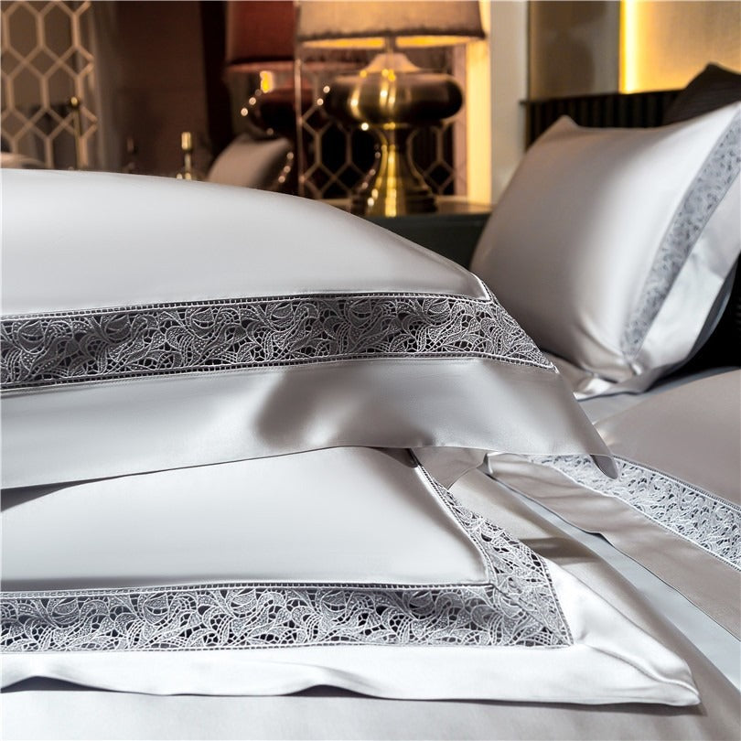 Willa Silver Modern Egyptian Cotton Satin Bedding Set