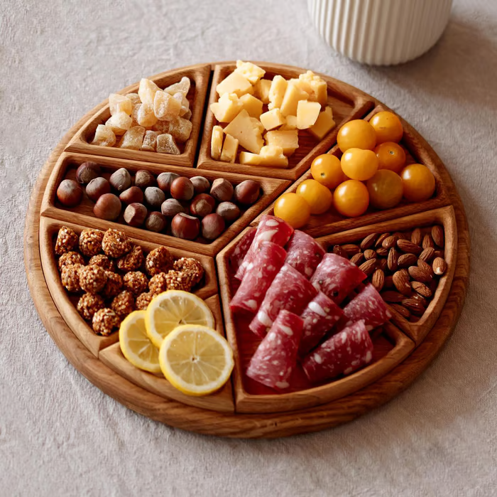Puzzle Serving Tray - Wood with Removable Compartments