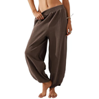 Womens Baggy Wide Leg Pants Casual Elastic Waisted Palazzo Harem Pants with Pockets