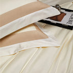 Luxor Beige Stripe Border Egyptian Cotton Bedding Set