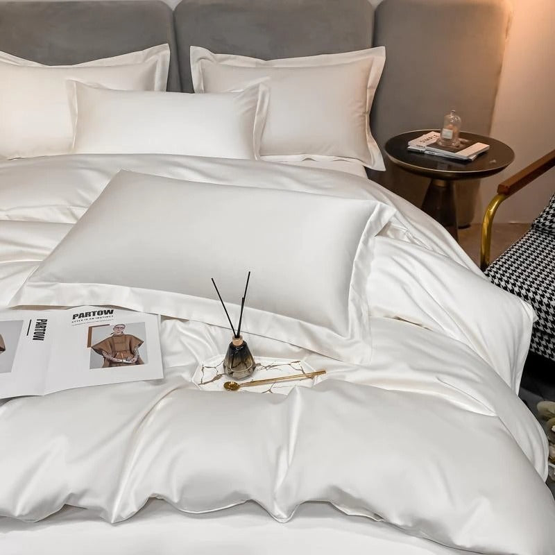 Neo White Silky Egyptian Cotton Bedding Set