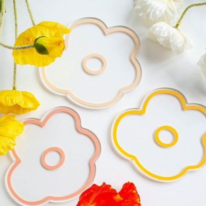 Flower Petal Transparent Acrylic Coaster