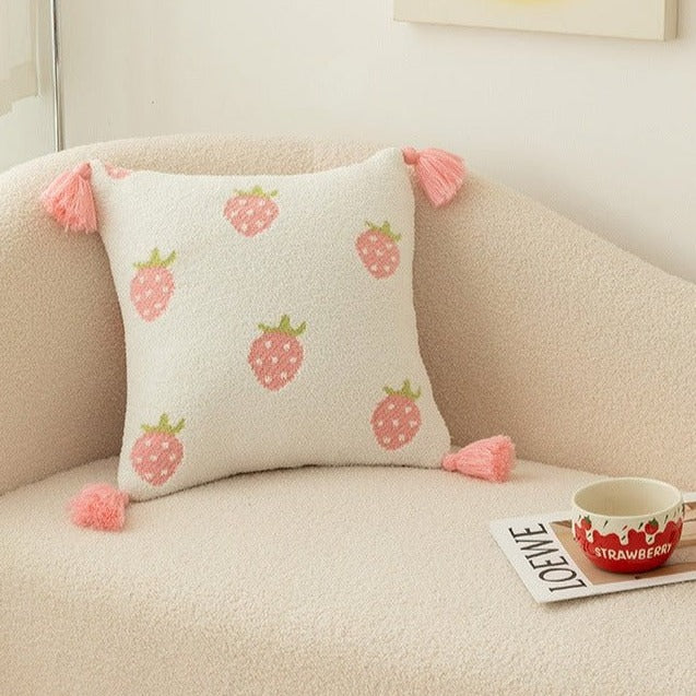 Sweet Fruit Tassel Boucle Cushion