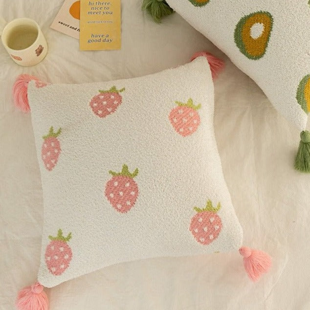 Sweet Fruit Tassel Boucle Cushion