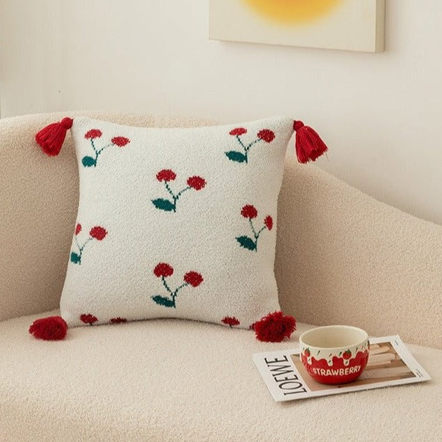 Sweet Fruit Tassel Boucle Cushion