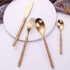 Gold Bamboo Node Stainless Steel Cutlery Set