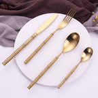 Gold Bamboo Node Stainless Steel Cutlery Set