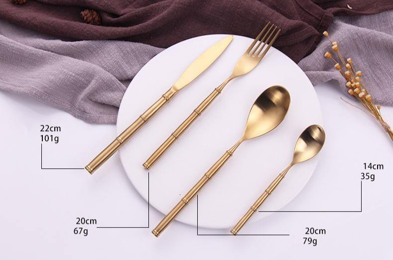 Gold Bamboo Node Stainless Steel Cutlery Set