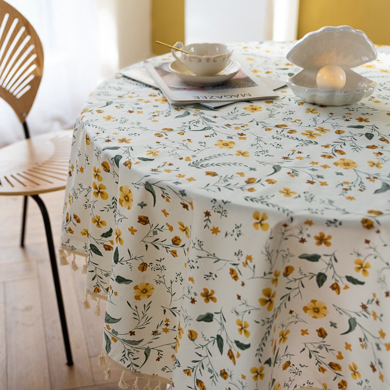 Golden Wattle Tassel Table Cloth