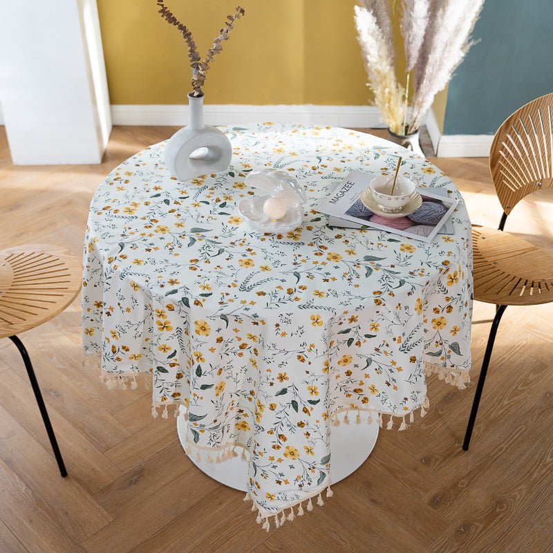 Golden Wattle Tassel Table Cloth
