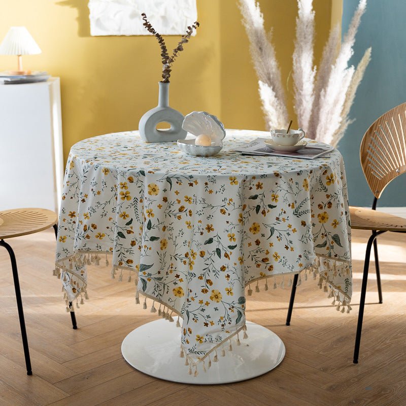 Golden Wattle Tassel Table Cloth