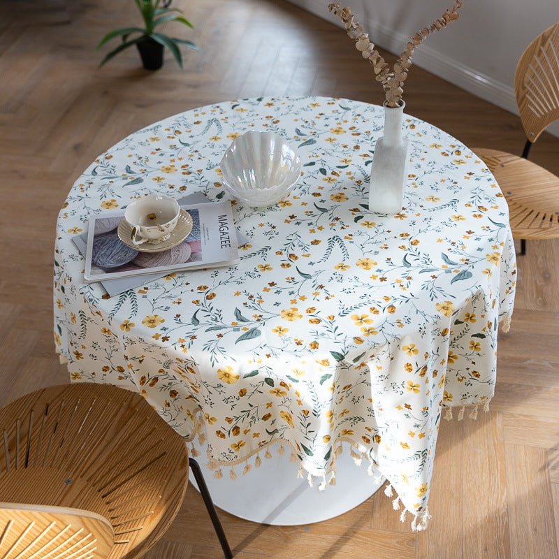 Golden Wattle Tassel Table Cloth