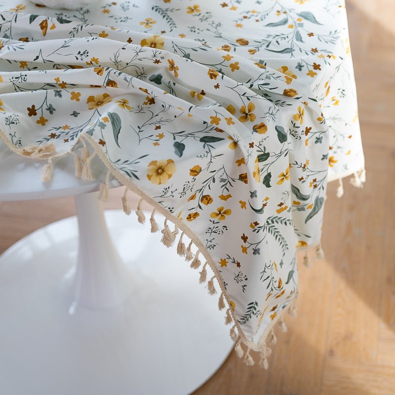 Golden Wattle Tassel Table Cloth