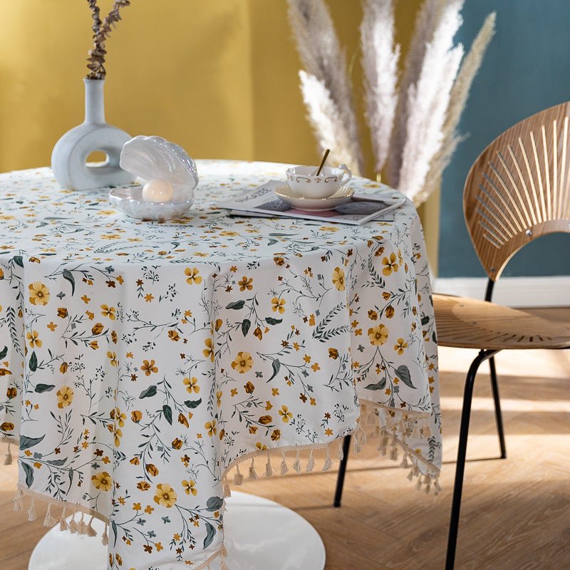 Golden Wattle Tassel Table Cloth