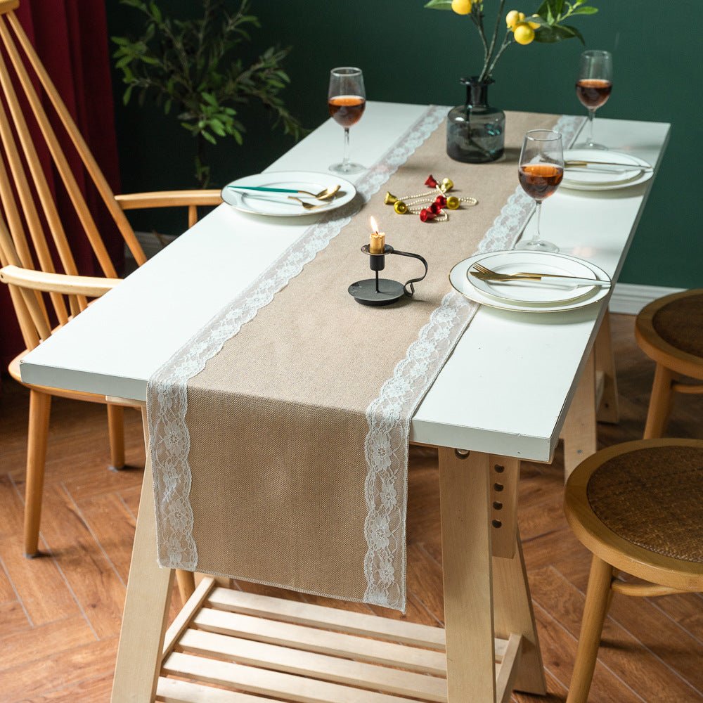 Lovers Linen Lace Table Runner