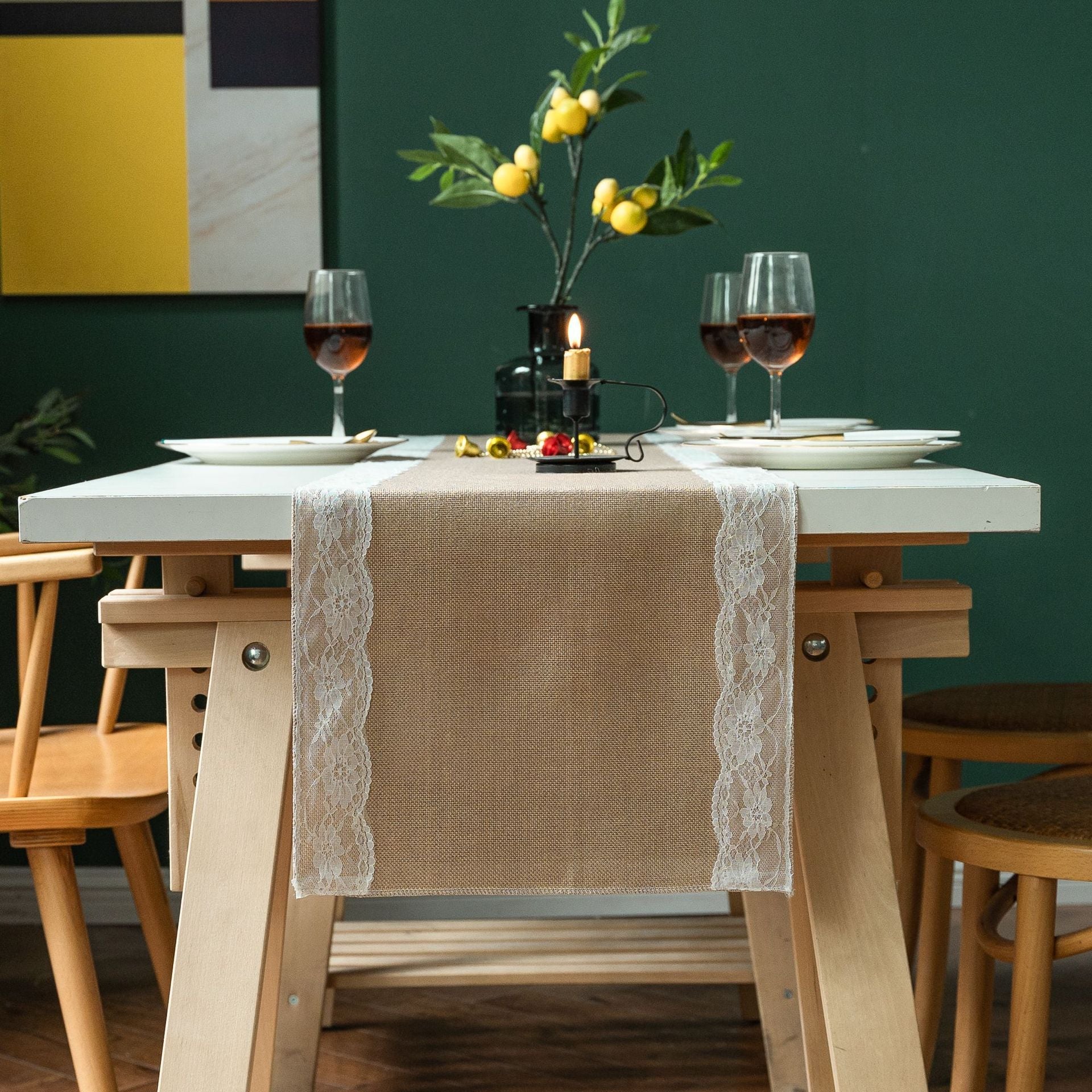 Lovers Linen Lace Table Runner