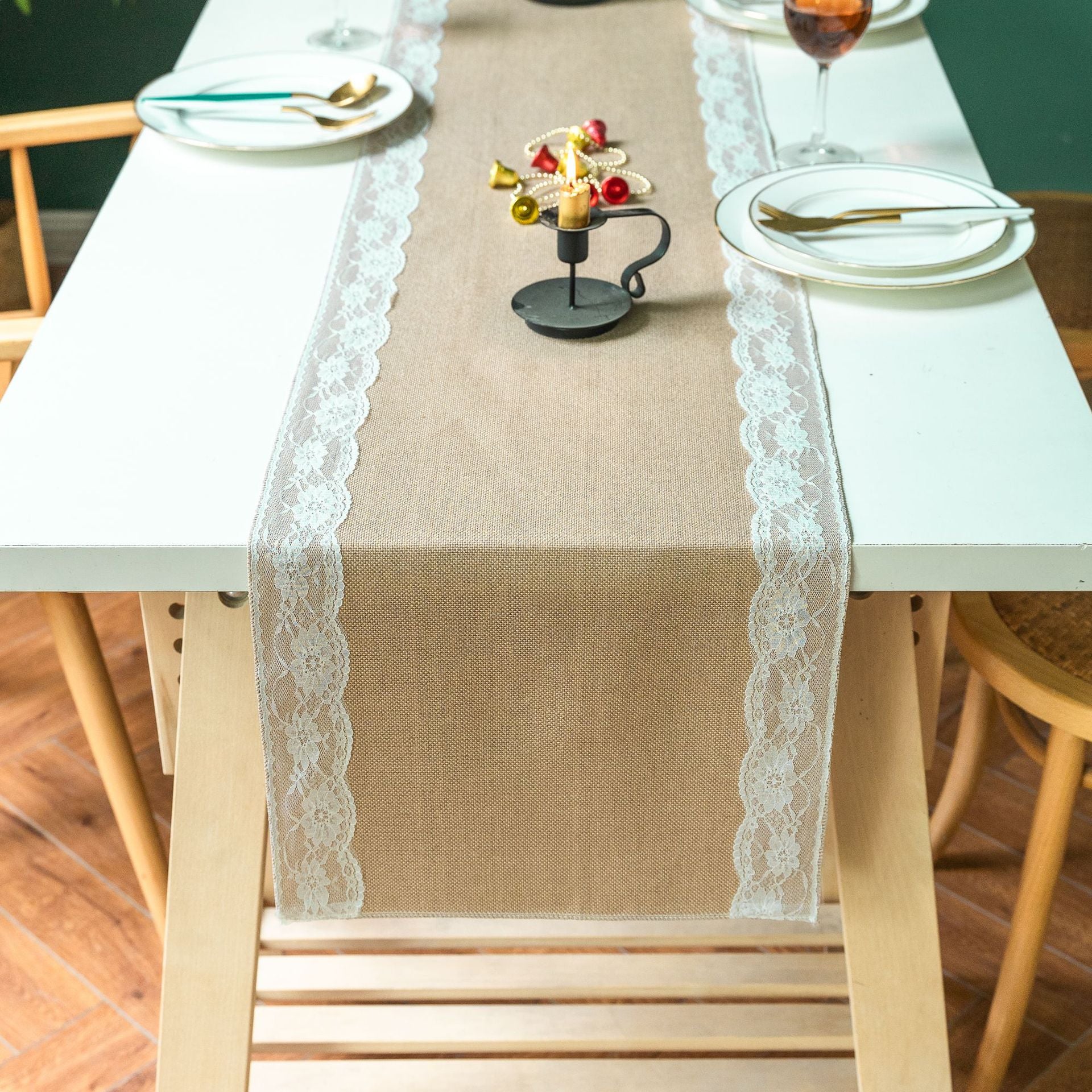 Lovers Linen Lace Table Runner