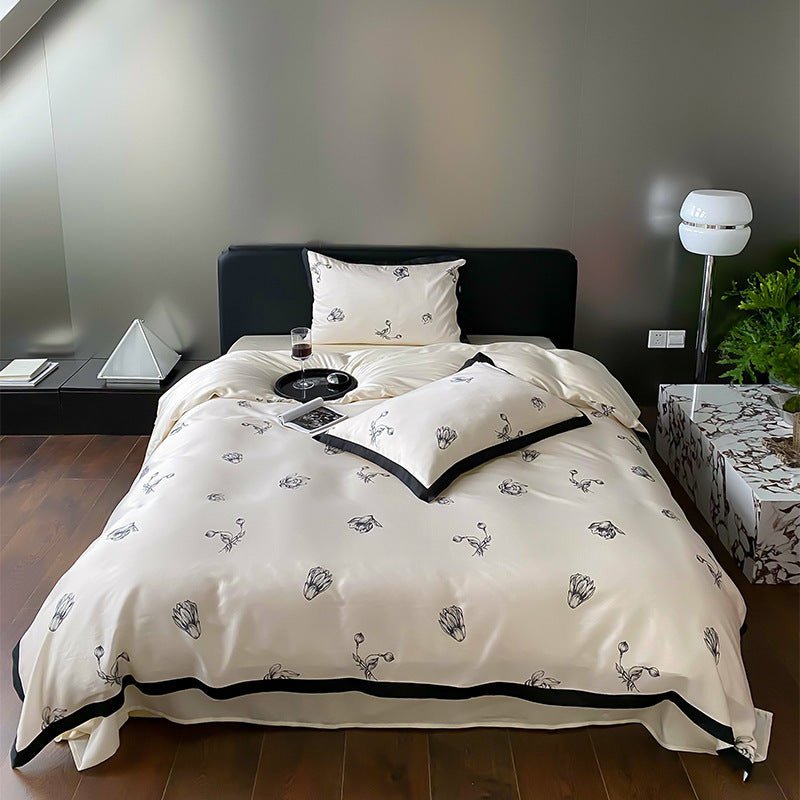 Monochrome Flower Bedding Set